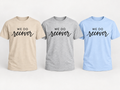 We Do Recover fundraiser tee color options in Sand, Sport Grey, and Light Blue