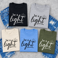 Be A Light logo youth fundraiser tee color options