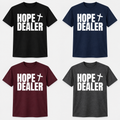 Hope Dealer fundraiser tee in Black, Navy, Maroon, and Dark Heather
