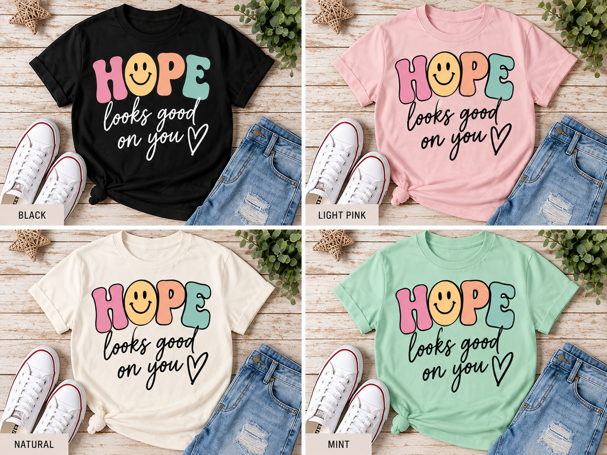 Hope Looks Good on You youth fundraiser tee color options