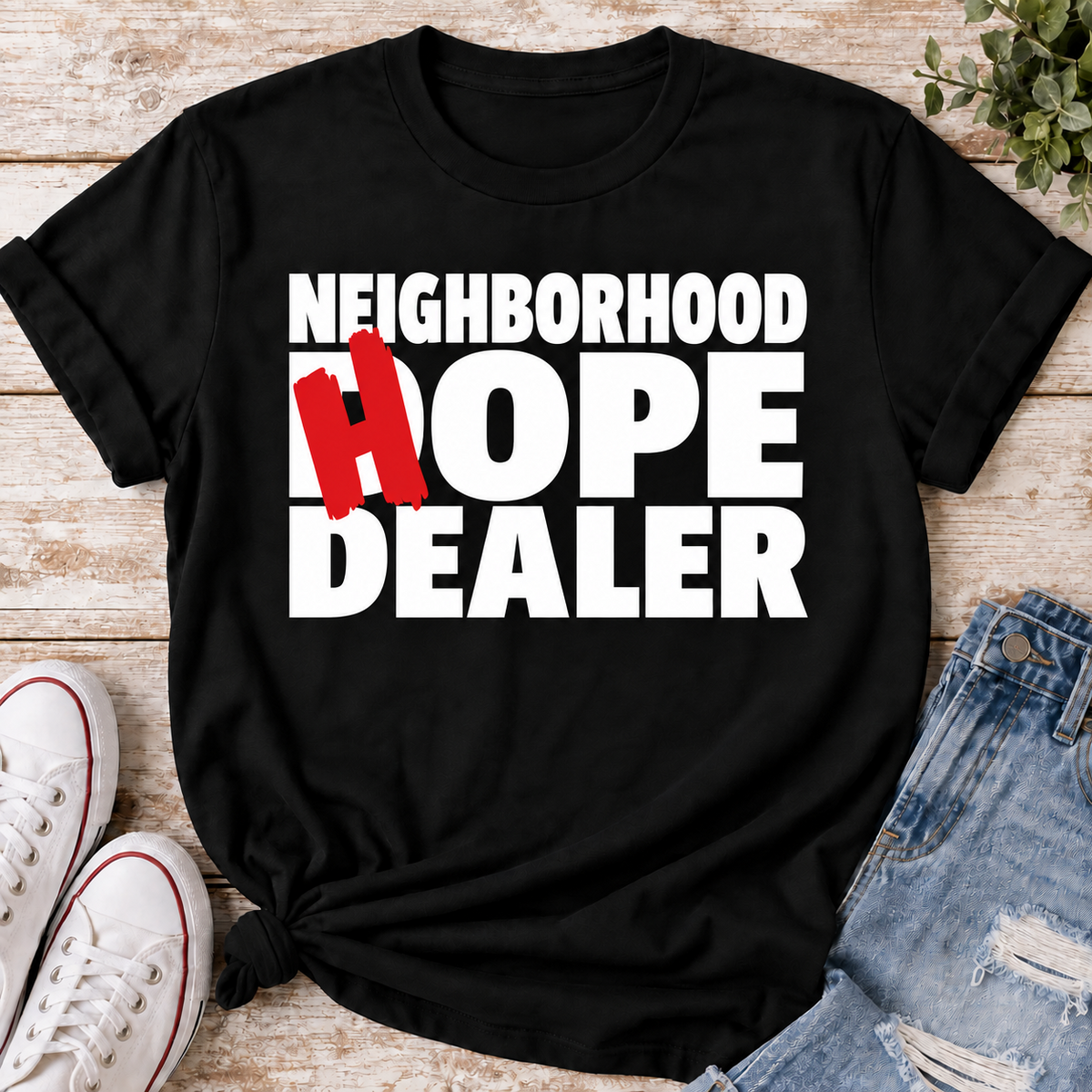 Neighborhood Hope Dealer fundraiser tee in black