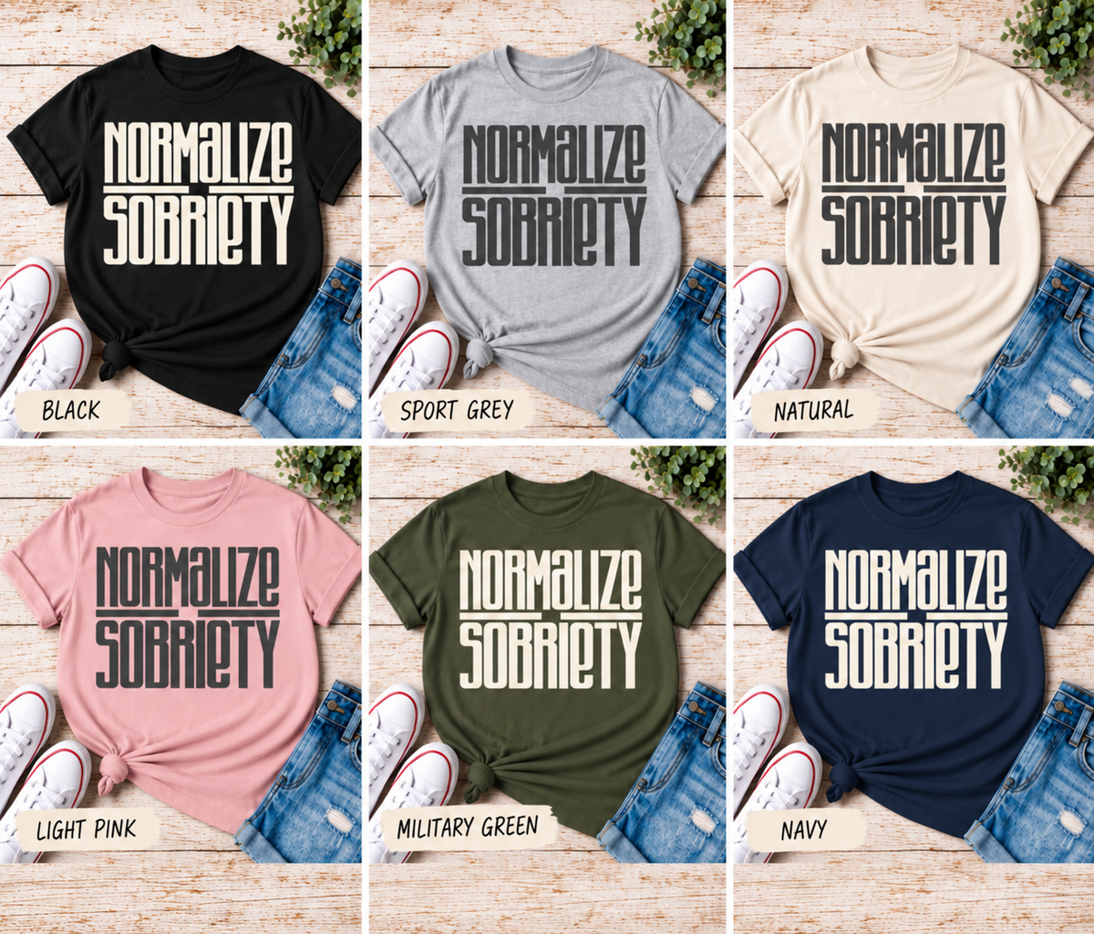Normalize Sobriety fundraiser tee color options