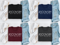 Recovery for a Better Me fundraiser tee in Black, Navy, Maroon, and Charcoal