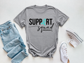 Support Squad Addiction Recovery fundraiser tee in Sport Grey flat lay